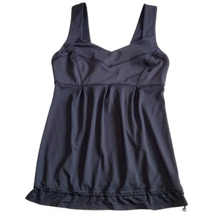 Lululemon Run Tame Me Tank Black Circle Mesh Cinch Hem Running Top Size 4